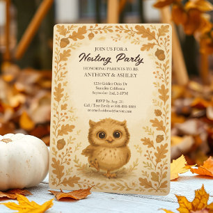 Niedliches Baby Owl Fall Dusche Wald Nesting Party Einladung