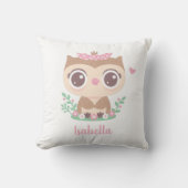 Niedliches Baby Owl mit Bow Baby Girl Kinderzimmer Kissen (Vorderseite)