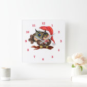 Niedliches Baby Owl - Spaß Quadratische Wanduhr (Zuhause)