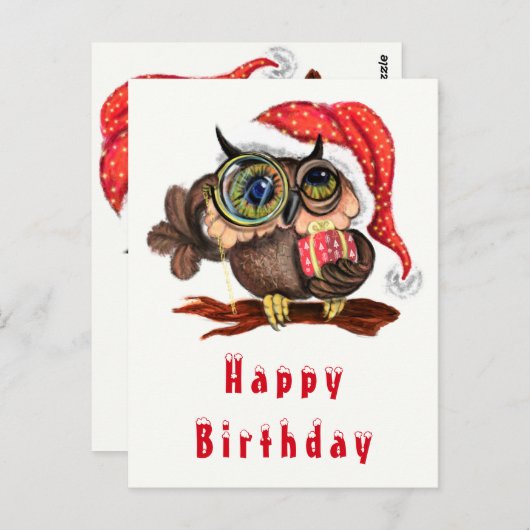 Niedliches Baby Owl - Weihnachtsmütze und Geschenk Postkarte (Vorne/Hinten)