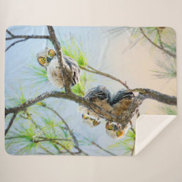 Niedliches Baby Owls Great Horned Wildlife Sherpadecke