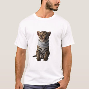 Niedliches Baby-Ozelot mit grauem gestricktem Scha T-Shirt