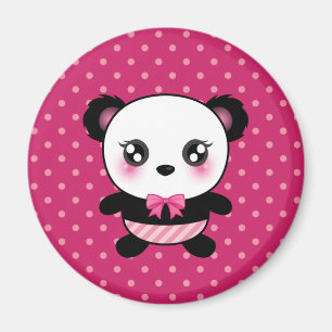 Niedliches Baby-Panda-Bärn-Rosa-Polka-Punkt-Muste Magnet