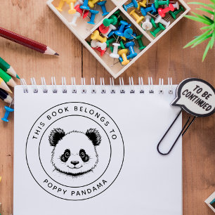 Niedliches Baby Panda Dieses Buch gehört zum Namen Gummistempel