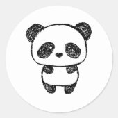 Niedliches Baby Panda Gezeichnet in Charcoal #3 Runder Aufkleber (Vorderseite)