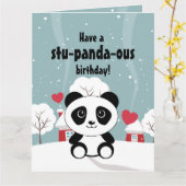 Niedliches Baby Panda im Winterschnee grau Karte (Gelbe Blume)