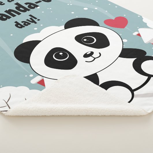 Niedliches Baby Panda im Winterschnee grau Sherpadecke (3/4)