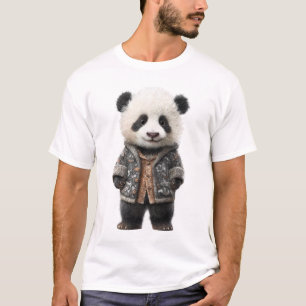 Niedliches Baby-Panda in gemütlicher handgestrickt T-Shirt