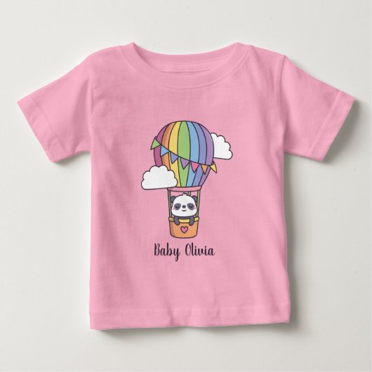 Niedliches Baby Panda in Heißluftballon Baby T-shirt (Vorderseite)