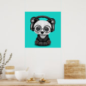 Niedliches Baby Panda mit Kopfhörern Poster (Küche)