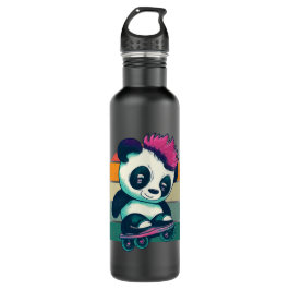 Niedliches Baby Panda mit Mohawk | Skater Panda Edelstahlflasche