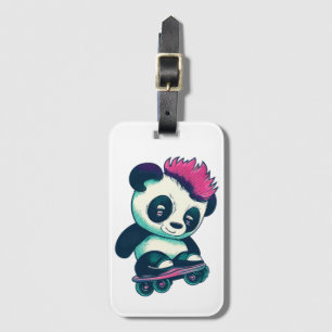 Niedliches Baby Panda mit Mohawk Skater Panda Gepäckanhänger
