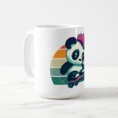 Niedliches Baby Panda mit Mohawk | Skater Panda Kaffeetasse (Vorderseite Links)
