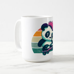 Niedliches Baby Panda mit Mohawk Skater Panda Kaffeetasse