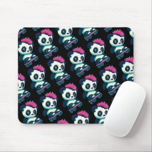 Niedliches Baby Panda mit Mohawk   Skater Panda Mousepad