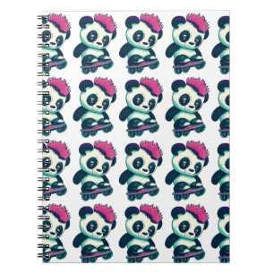 Niedliches Baby Panda mit Mohawk   Skater Panda Notizblock