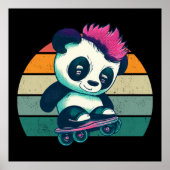 Niedliches Baby Panda mit Mohawk | Skater Panda Poster (Vorne)