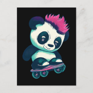 Niedliches Baby Panda mit Mohawk Skater Panda Postkarte