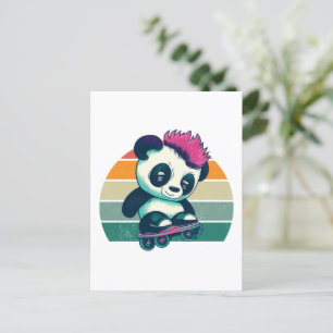 Niedliches Baby Panda mit Mohawk Skater Panda Postkarte