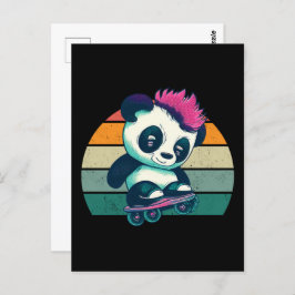 Niedliches Baby Panda mit Mohawk | Skater Panda Postkarte