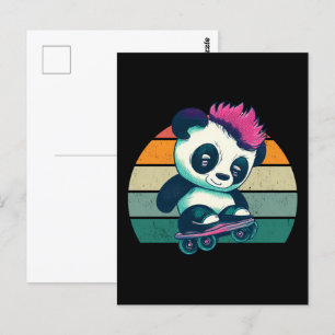 Niedliches Baby Panda mit Mohawk   Skater Panda Postkarte