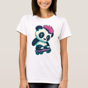 Niedliches Baby Panda mit Mohawk   Skater Panda T-Shirt