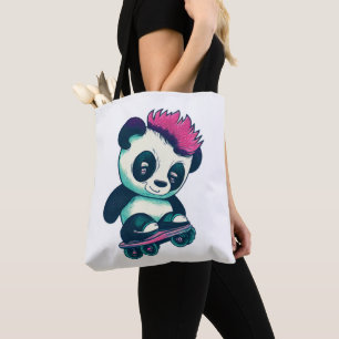 Niedliches Baby Panda mit Mohawk   Skater Panda Tasche