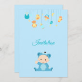 Niedliches Baby-Party blau Einladung (Vorne/Hinten)