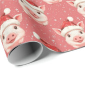 Niedliches Baby Pig in Weihnachtsmannmütze Geschenkpapier (Rolleneckpunkt)