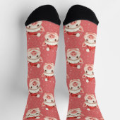 Niedliches Baby Pig in Weihnachtsmannmütze Socken (Oben)