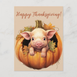 Niedliches Baby Pig und Pumpkin Erntedank Postkart Postkarte
