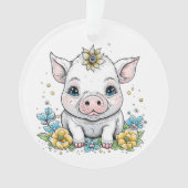 Niedliches Baby-Piglet mit Blume auf ihrem Kopf Ornament (Vorderseite)