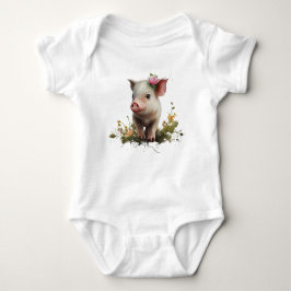 Niedliches Baby-Piglet mit Blume Baby Strampler