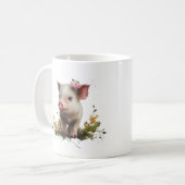 Niedliches Baby-Piglet mit Blume Kaffeetasse (Vorderseite Links)