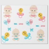 Niedliches Baby Pink Blue Gender Reveal Party Geschenkpapier (Flach)