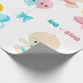 Niedliches Baby Pink Blue Gender Reveal Party Geschenkpapier (Ecke)
