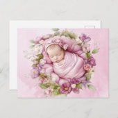 Niedliches Baby Pink Postkarte (Vorne/Hinten)