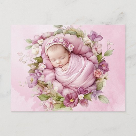 Niedliches Baby Pink Postkarte (Vorderseite)