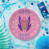 Niedliches Baby Pink Schönes Flora Text Design Pappteller (Party)