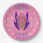 Niedliches Baby Pink Schönes Flora Text Design Pappteller (Vorderseite)