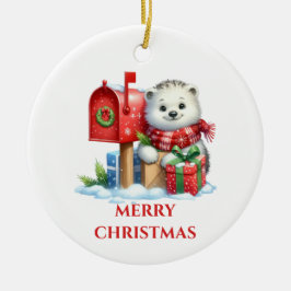 Niedliches Baby Polar Bear Weihnachten Keramik Ornament