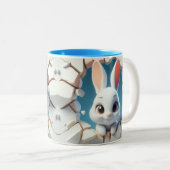 niedliches Baby Rabbit Hot Cocoa Kaffees Tiere in Zweifarbige Tasse (VorderseiteRechts)