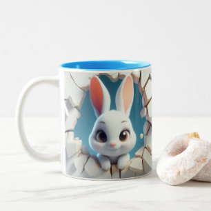 niedliches Baby Rabbit Hot Cocoa Kaffees Tiere in  Zweifarbige Tasse