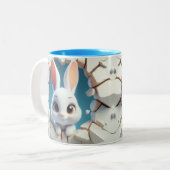 niedliches Baby Rabbit Hot Cocoa Kaffees Tiere in Zweifarbige Tasse (Vorderseite Links)