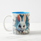 niedliches Baby Rabbit Hot Cocoa Kaffees Tiere in Zweifarbige Tasse (Links)