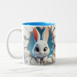 niedliches Baby Rabbit Hot Cocoa Kaffees Tiere in Zweifarbige Tasse