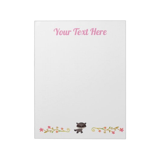 Niedliches Baby Raccoon mit Blume Notizblock (Rotiert)