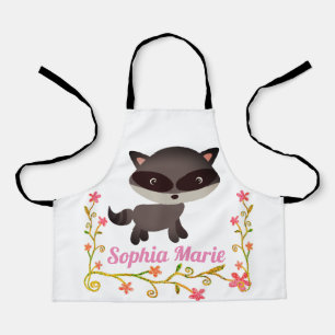Niedliches Baby Raccoon mit Blume Schürze
