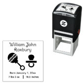 Niedliches Baby Rattle & Schnuller Geburtserklärun Permastempel (Beispiel)