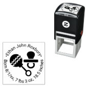 Niedliches Baby Rattle und Schnuller Geburtserklär Permastempel (Beispiel)